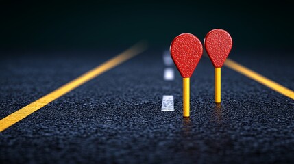 Representation of Customer Journey Concept with Road Markers and Distinctive Indicators