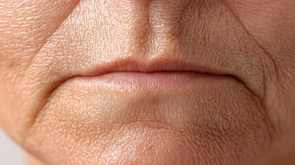Fototapeta premium Close-Up View of Skin Texture on Cheeks with Dark Areas and Acne-Prone Features