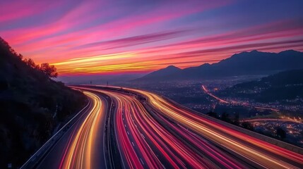 Majestic Sunset Highway: A Serene Drive Through Vibrant Colors