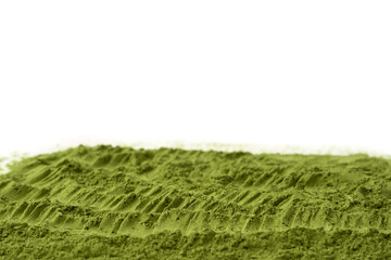 Matcha tea, matcha powder isolated on a white background.