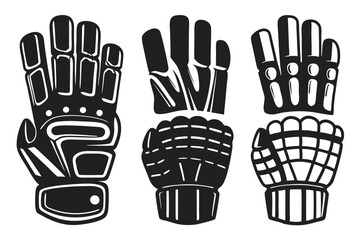 set of Hockey gloves silhouette vector illustration