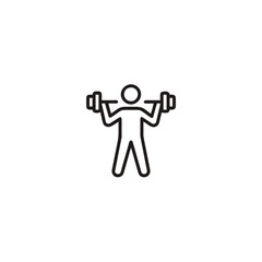 an icon featuring a person lifting weights, symbolizing fitness and strength training.