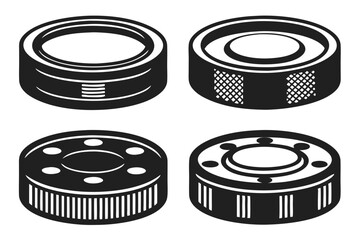 set of Hockey puck silhouette vector illustration
