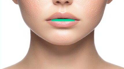 Obraz premium Close-up of Woman's Face with Blemished Skin and Visible Texture in Bright Lighting