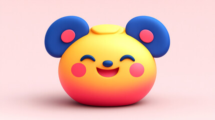 Joyful Gradient Bear A Cheerful 3D Character Illustration