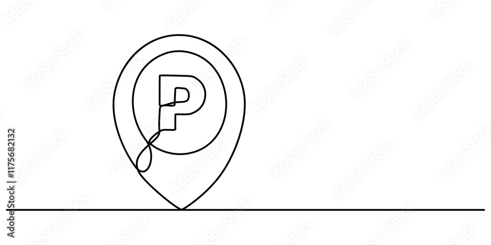Poster parking continuous line one drawing pro vector illustration, parking icon one line vector. drawing o