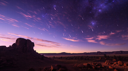 Obraz premium Stunning Meteor Shower Over a Desert Landscape