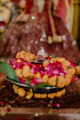 Beautifully decorated Pooja Thali is used for festival celebrations and worship.