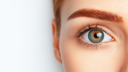 Naklejka premium Close-Up of Beautiful Eye with Perfect Skin Before and After Skincare Treatment