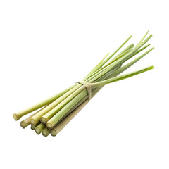 Freshly harvested lemongrass bundle on a clean transparent background ready for culinary use in various dishes, slice lemongrass on transparent background