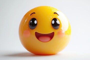 threedimensional emoji with a cheerful expression and sparkling eyes rendered in vibrant colors showcasing a playful essence against a clean white background radiating positivity and joy