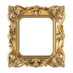 a golden picture frame against a transparent background, with a gold frame PNG image, PNG file, Generative art.