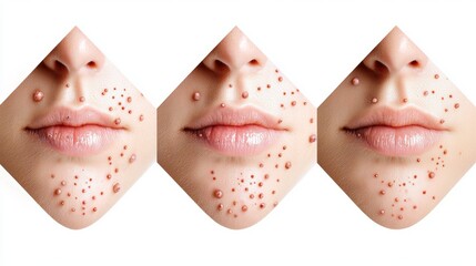 Active Acne Discoloration on Skin with Close-Up of Pimple Bumps and Complexion Variations