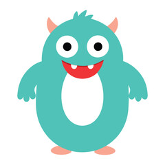 Funny and cute alphabet O with monster
