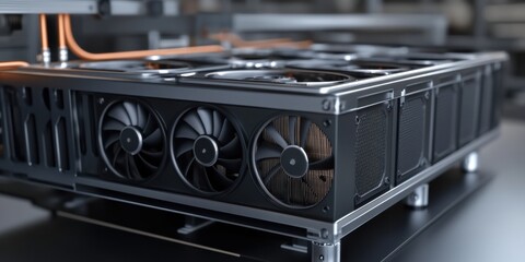 Obraz premium Scalable hybrid cooling solutions for data centers, combining air and liquid cooling with modular and flexible designs for dynamic needs.