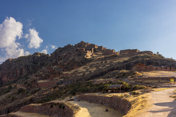 Pisac Archaeological Park in the Sacred Valley of the Incas in Peru.