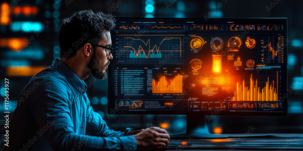 Poster market research analyst utilizing automated data platforms for insights