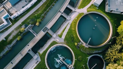 Aerial View of a Water Treatment Facility: A Look at Sustainable Water Management