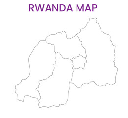 High detailed map of Rwanda. Outline map of Rwanda. Africa