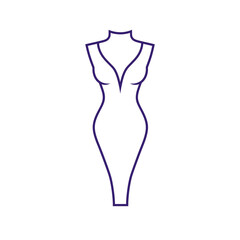 Virtual Stylist Logo with Purple Dress Icon, basic outline style