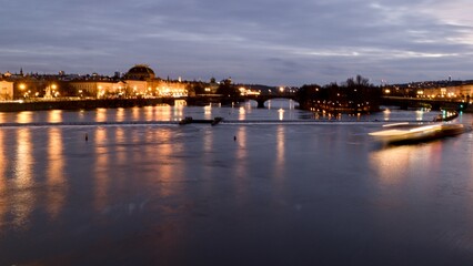 prague night picture from charles bridge