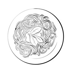 Line drawing. Food in line art style - Italian cuisine pasta. Vector