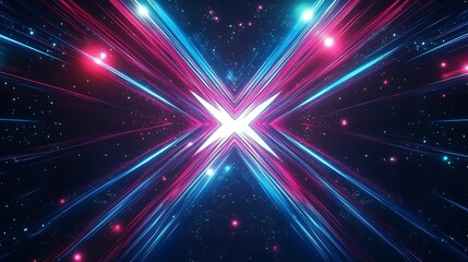 Obraz premium Abstract Cosmic Light Streaks Converging In X Formation