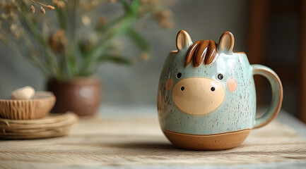 Horse Mug: Adorable Horse Mug with a touch of rustic charm. Perfect for coffee, tea, or hot chocolate.  