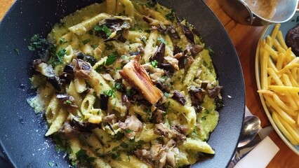 traditional italian pasta meal in a plate