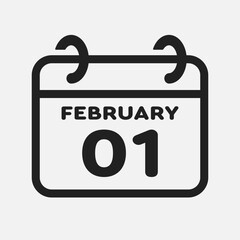 Icon page calendar day - 1 February