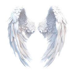 Illustration of elegant angel wings against a soft transparent background with intricate feather details, Angel Wings transparent backgroundIllustration