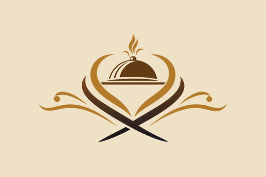This design showcases a sophisticated logo with a dome, floral elements, and warm colors ideal for upscale dining, Craft a simple and elegant logo for a prestigious jewelry brand