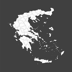 Vector map country Greece divided on regions