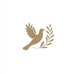 Obraz premium A minimalist logo of a dove carrying an olive branch, symbolizing peace, harmony, and unity in a clean and elegant design