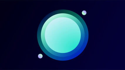 Blue green fading layer circle frame over dark blue gradient background