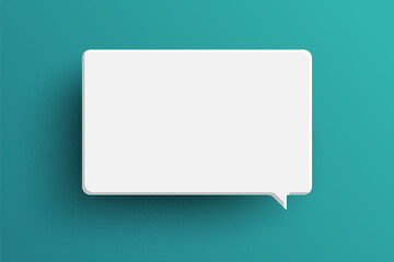 Fototapeta premium White rectangle speech bubble on green background