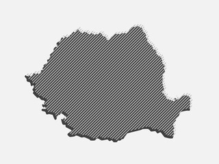 Abstract map Romania, parallel grey lines