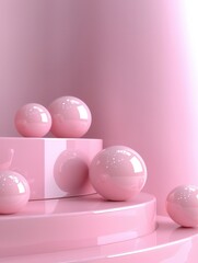 Obraz premium Pink Sphere Display: Layered Platforms