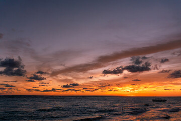 A spectacular sunrise over the sea at Punta Cana in the Dominican Republic