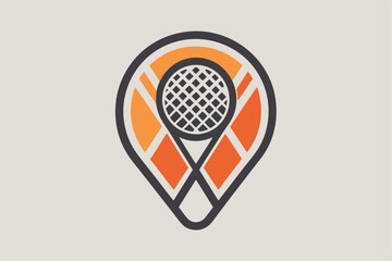 This logo creatively incorporates a tennis racket, highlighting its significance in sports branding, A simple logo incorporating a tennis racket, minimalist simple modern vector logo design