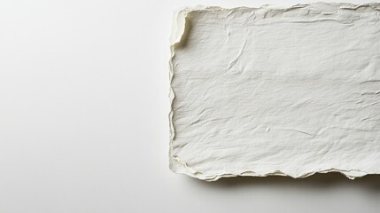 sheet of textured handmade white paper isolated against clean background emphasizing its natural fibers and artisanal