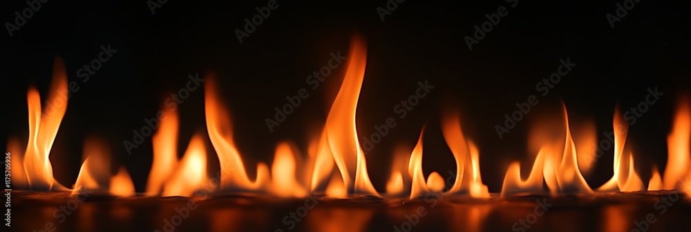 Aufkleber vibrant flames dancing and rising from a burning surface against a dark backdrop create a mesmerizin
