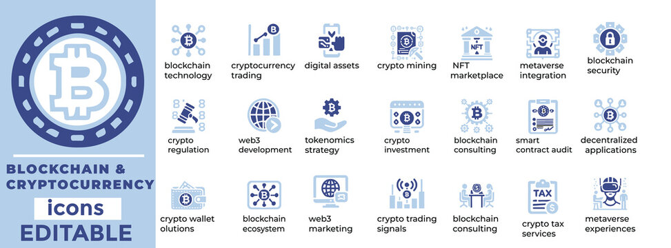 Blockchain and Cryptocurrency vector icon 