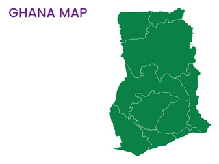High detailed map of Ghana. Outline map of Ghana. Africa