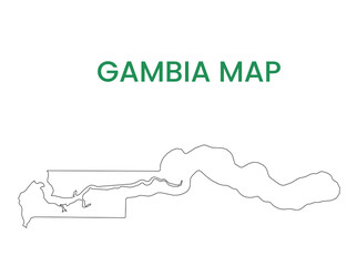 High detailed map of Gambia. Outline map of Gambia. Africa
