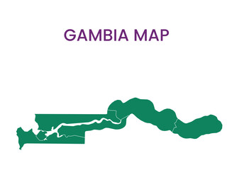 High detailed map of Gambia. Outline map of Gambia. Africa