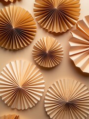 Beige Paper Fan Shapes: A Circular Design
