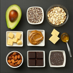 set of different kinds of food