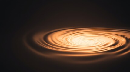 Obraz premium Concentric circular ripples expanding across a dark water surface, forming a captivating pattern highlighted by a radiant golden light at the center, evoke tranquility and energy