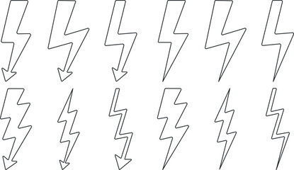 Lightning bolt icons collection